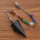 Hexagon Pyramid Round Beads Reiki Chakra Chain Pendulum Agates Quartz Stone Pend