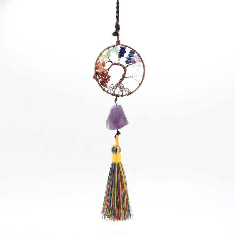 KFT Natural Mineral Crystal Car Pendant Tree Of Life