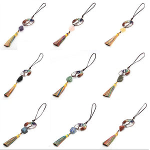 KFT Natural Mineral Crystal Car Pendant Tree Of Life