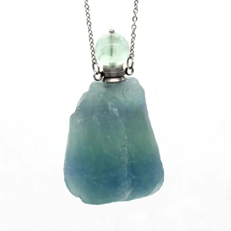 Fluorite Stone Essential Oil Diffuser Pendant Necklace