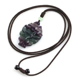KFT Natural Reiki Fluorite Crystal Nine Tailed Fox Pendant Necklace
