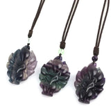 KFT Natural Reiki Fluorite Crystal Nine Tailed Fox Pendant Necklace