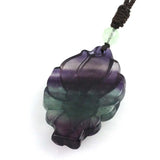 KFT Natural Reiki Fluorite Crystal Nine Tailed Fox Pendant Necklace