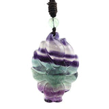 KFT Natural Reiki Fluorite Crystal Nine Tailed Fox Pendant Necklace