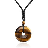 Natural Reiki Healing Crystal Necklace Lucky Coin Pendant