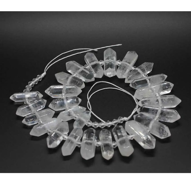 Natural Rock Crystal Quartz Hexagon Prism Stone Beads for Jewelry Making