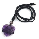 Rose Pink Quartz Crystal Heart Pendant Healing Necklace
