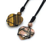 Rose Pink Quartz Crystal Heart Pendant Healing Necklace