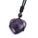 Rose Pink Quartz Crystal Heart Pendant Healing Necklace