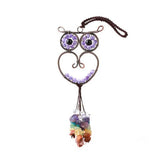 KFT Natural Stone Car Hanging Amulet 7 Chakra Chips Owl Shape