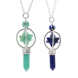Crystal Quartz Merkaba Meditation Chakra Pendulum Pendant Necklace
