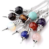 Natural Stone Healing Crystal Quartz Chakra Pointed Reiki Pendulum