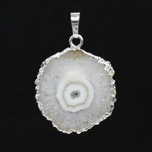 Natural Stone Rock Crystal Sun Flower Solar Quartz Pendant Jewelry
