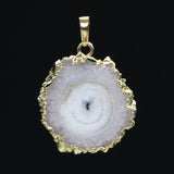 Natural Stone Rock Crystal Sun Flower Solar Quartz Pendant Jewelry