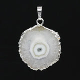Natural Stone Rock Crystal Sun Flower Solar Quartz Pendant Jewelry