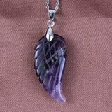 KFT Natural Stones 35mm Carve Angel Wing Pendants Rock Crystal Opalite...