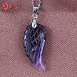 KFT Natural Stones 35mm Carve Angel Wing Pendants Rock Crystal Opalite...