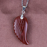 KFT Natural Stones 35mm Carve Angel Wing Pendants Rock Crystal Opalite...