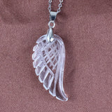KFT Natural Stones 35mm Carve Angel Wing Pendants Rock Crystal Opalite...