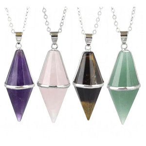 KFT Natural Stones Pendulum Dowsing Crystal Pyramid Pointed P