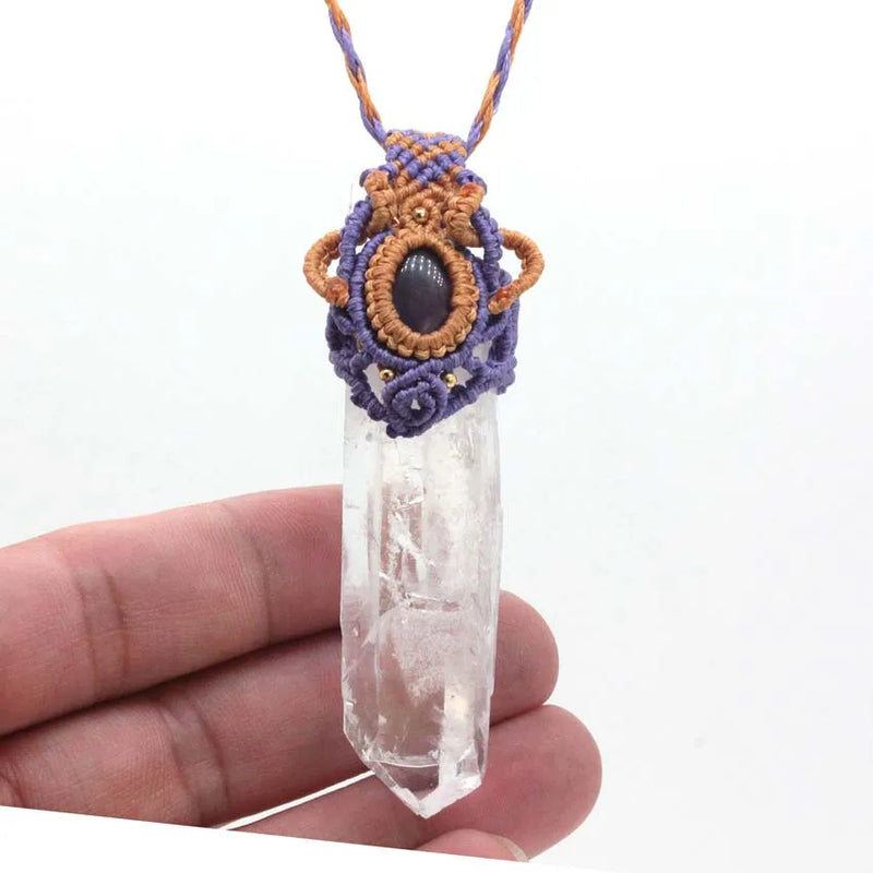 KFT Natural Crystals Column Stone Pendant Reiki Necklace
