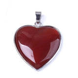 Rose Pink Quartz Amethysts Crystal Reiki Heart Shape Pendant