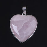 Rose Pink Quartz Amethysts Crystal Reiki Heart Shape Pendant