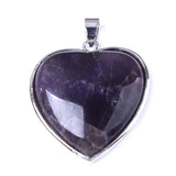 Rose Pink Quartz Amethysts Crystal Reiki Heart Shape Pendant