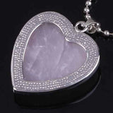 Rose Pink Quartz Amethysts Crystal Reiki Heart Shape Pendant