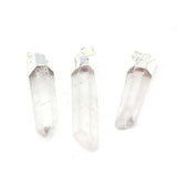 Silver Plated Clear Quartz Rock Crystal Irregular Stone Pendant