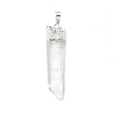 Silver Plated Clear Quartz Rock Crystal Irregular Stone Pendant
