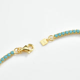 925 Silver 2mm Turquoise CZ Tennis Bracelet Women