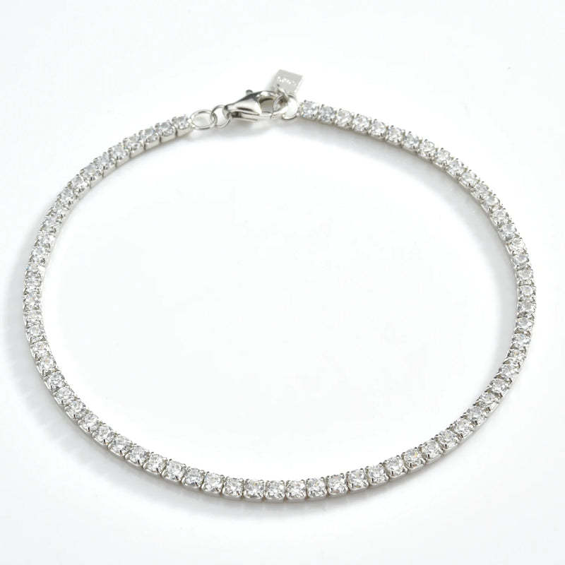 925 Silver 2mm Turquoise CZ Tennis Bracelet Women