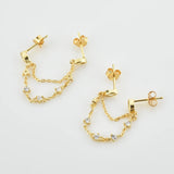 925 Sterling Silver Teardrops Ovals Chain Earring Women Piercing Clips