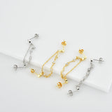 925 Sterling Silver Teardrops Ovals Chain Earring Women Piercing Clips