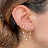 925 Sterling Silver Teardrops Ovals Chain Earring Women Piercing Clips