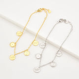 925 Silver Coins Chain Bracelet Women Jewelry Party Rock Punk