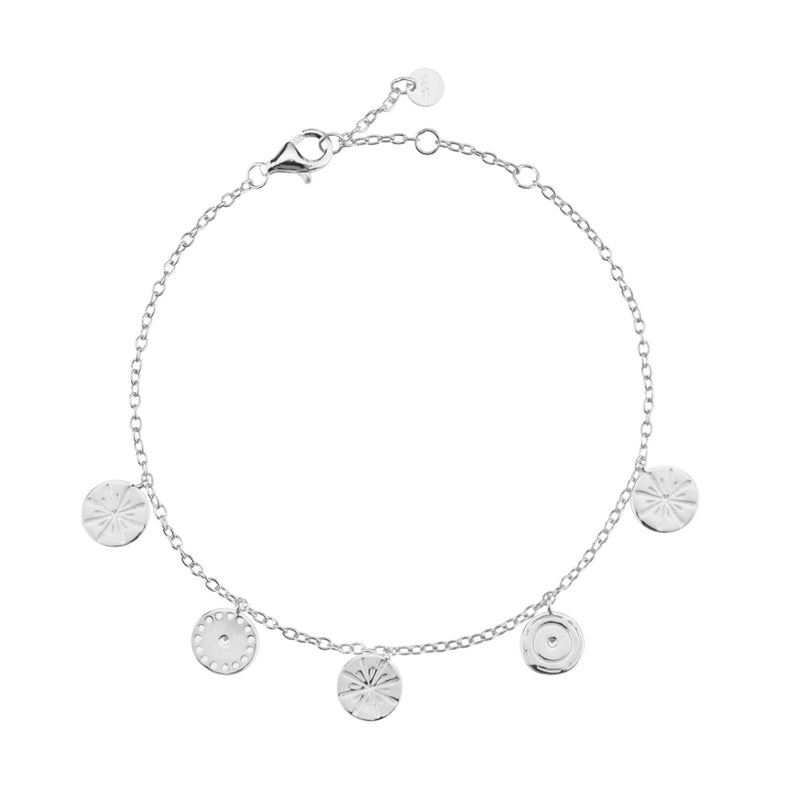 925 Silver Coins Chain Bracelet Women Jewelry Party Rock Punk