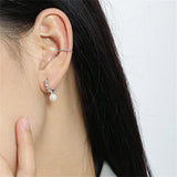 925 Silver Ear Pearl Pendant CZ Wedding Jewelry