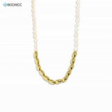 925 Silver Pearl Chain Choker Necklace Long Charm Wedding Jewelry