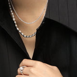 925 Silver Pearl Chain Choker Necklace Long Charm Wedding Jewelry
