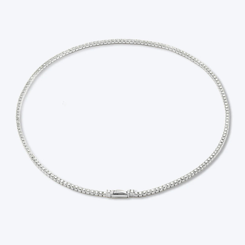 925 Silver 2mm Green CZ Chain Choker Necklace Fine Jewelry