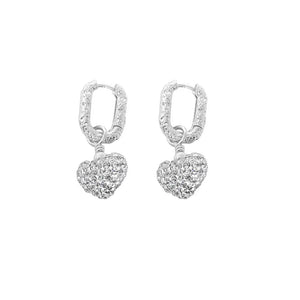 925 Silver Big Heart Drop Earrings for Women