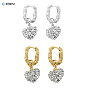 925 Silver Big Heart Drop Earrings for Women