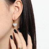 925 Silver Big Heart Drop Earrings for Women