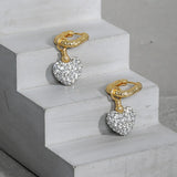 925 Silver Big Heart Drop Earrings for Women