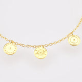 925 Silver Coins Charm Long Choker Necklace Wedding Jewelry