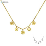 925 Silver Coins Charm Long Choker Necklace Wedding Jewelry