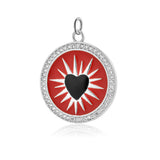 925 Silver Enamel Hand Heart Pendant Crystal Zircon CZ Accessory