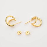 925 Silver Double Circle Piercing Hoop Turquoise Pendiente